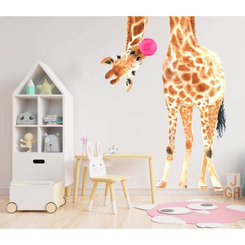 Funky Giraffe Nursery Wall Decal, Safari Nursery Decor Pop Art Giraffe Wall Stickers, Funny Animal Decal Non Toxic Vnyl