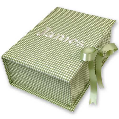 Medium Baby Keepsake Box in Gingham Cotton // Baby Gingham Box, Keepsake Box, Memory Box
