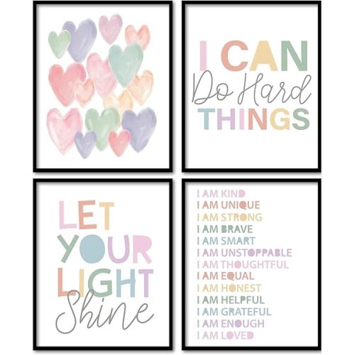 foedor Boho Rainbow Pastel Classroom Decor, Baby Room Decor for girl Kids,Boho Pastel room Decor Toddler Girl Wall Art for Kids Room Classroom Playroom Nursery, 8x10 Inch Unframed
