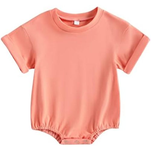 Unisex Baby Boy Girl Clothes Infant Summer Oversized Bubble Romper Toddler Baby Plain Short Sleeve Jumpsuit