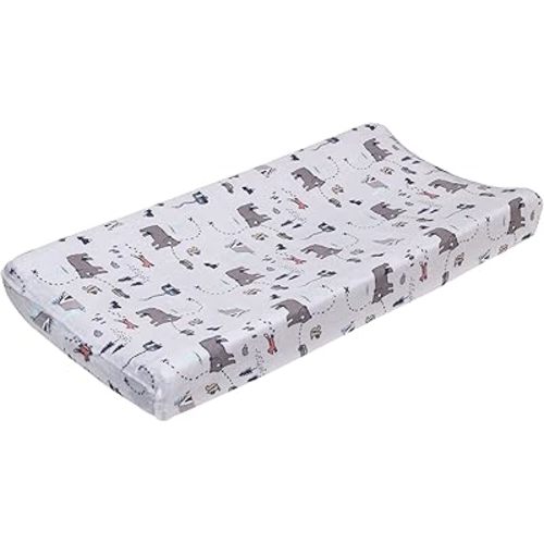 Carter's Woodland Friends Multi Colored Bear and Fox Squirrel Tree Tent Campfire Super Soft Changing Pad Cover