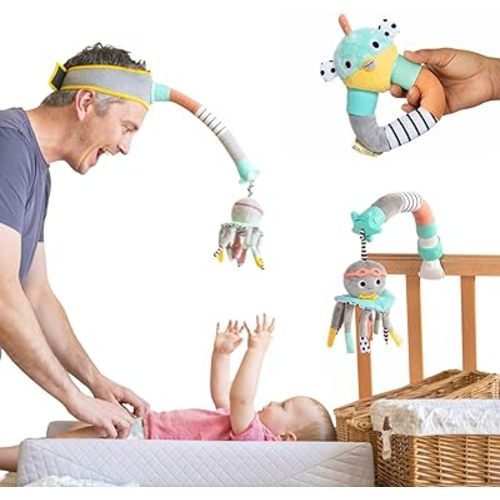 DINGLE DANGLE - Baby Gift Set - 3 in 1 Diaper Changing Helper Headband, Baby Mobile, & Sensory Rattle; Newborn Essentials Must Have - Great Baby Registry or Shower Gift - Featured on Shark Tank