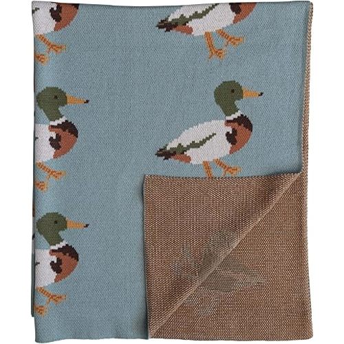 Creative Co-Op Soft Cotton Knit Baby Blanket with Decorative Duck Print, Multicolor