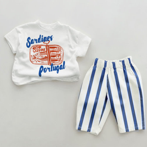 SARDINES PORTUGAL Baby 2-Piece Blue Striped Set
