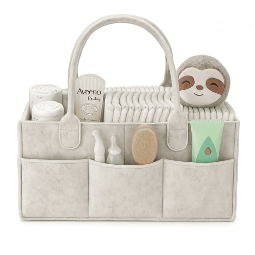 AWLYLNLL Baby Diaper Caddy Organizer Nursery Basket Set Baby Basket Gift Registry Baby Shower List Baby Must Haves Essentials Neutral Baby Stuff For Newborn - White