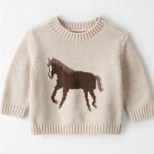 Baby Organic Cotton Knit Horse Sweater
