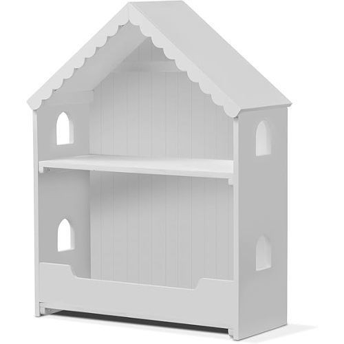 Sorelle Furniture Sweet Home Kids Bookshelf, Wooden Children's Bookcases with Storage, Book and Toy Organizer Shelves Boys and Girls, Dollhouse Bookshelf-Children's Furniture-White