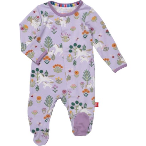 Baby Folk Magic Print Footie, 3-6M, Orchid