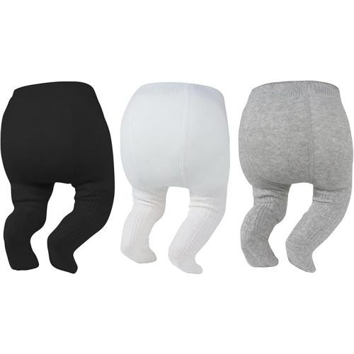 Zando Baby Girl Tights Toddler Cable Knit Tights Cotton Leggings Stockings for Little Girls Pantyhose 3 Pack 0-4T