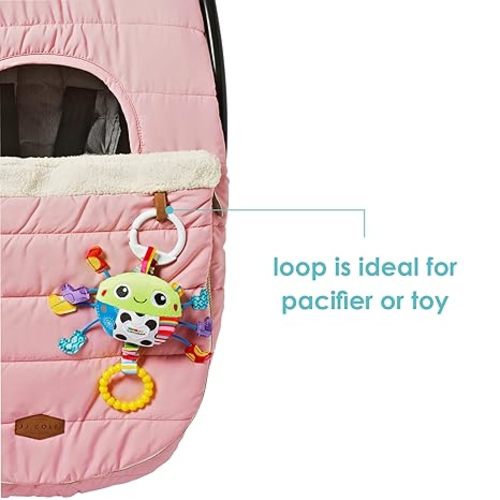 JJ Cole Winter Baby Car Seat Cover - Winter Car Seat Cover for Baby Seat or Stroller - Infant Car Seat Covers with Warm Sherpa Lining - Blush Pink