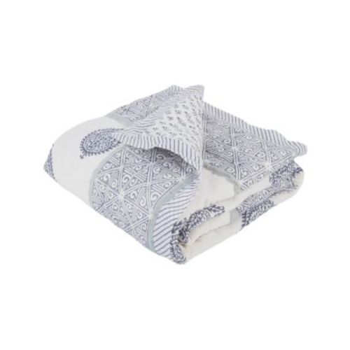 Unisex Handmade Block-Printed Cotton Crib Quilt - Baby, Little Kid, Big Kid