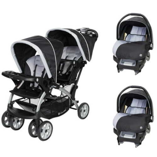 Baby Trend Double Stroller & 2 Ally 35 Infant Car Seat Combo Set, Stormy