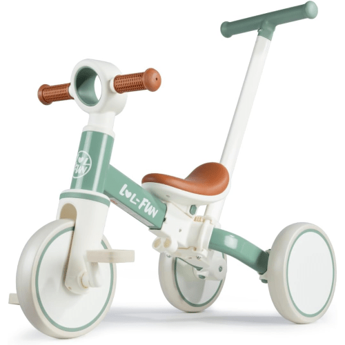 LOL-FUN 5 in 1 Toddler Tricycles for 1-3 Year Olds Boys Girls Toy, Baby Balance Bike 1 Year Old Kids Gift with Parent Steering Push Handle