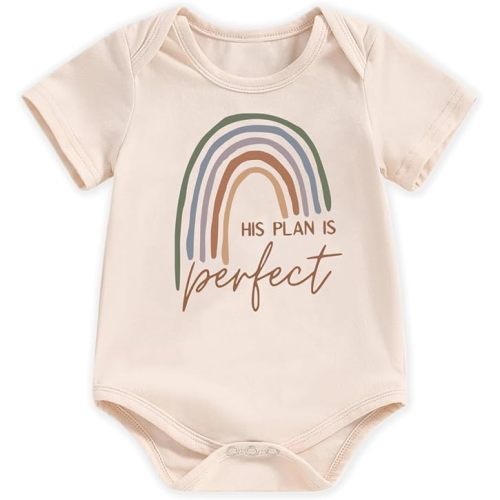 hrcfbk Newborn Infant Baby Boys Girls Bodysuit Short Sleeve Funny Letters Print Romper Reveal Pregnancy Announcement Clothes