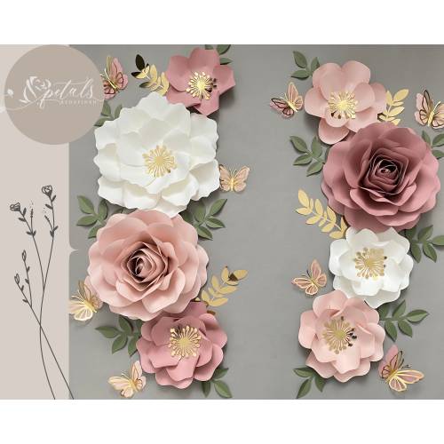 Bedroom wall decor paper Flower Set | Baby personalized Gifts | Nursery Paper Flower Wall Decor | Baby Girl Nursery Flowers