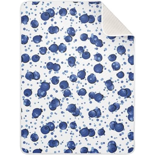 Swaddle Blanket Blueberry Natural Fresh Ripe Tasty Blueberries Cotton Blanket for Infants, Receiving Blanket, Lightweight Soft Swaddling Blanket for Crib, Stroller, Nursery Blankets, 30x40 in