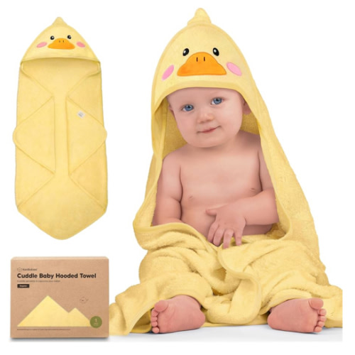 KeaBabies Hooded Baby Towel for Newborn - Viscose Derived from Bamboo Large Baby Bath Towels with Hood for Boys, Girls, Toddler, Extra Absorbent & Soft Newborn Bath Essentials (Duck)