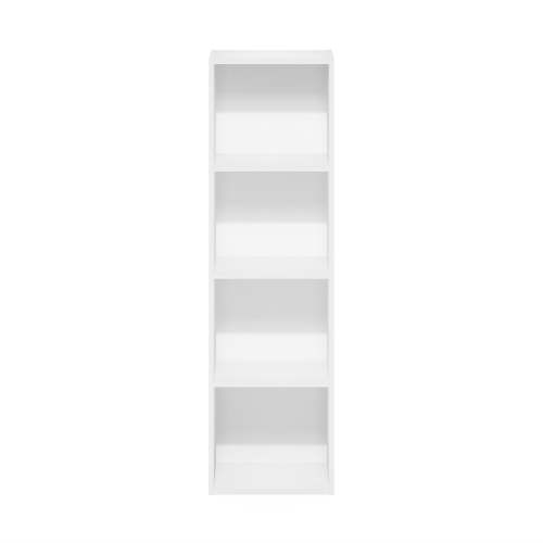 Furinno Pasir Sturdy 4-Tier Open Shelf Bookcase with Easy Assembly, White