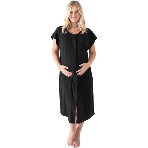 Labor and Delivery Gown for Hospital & Postpartum Pajamas - Standard - S/M/L - Black