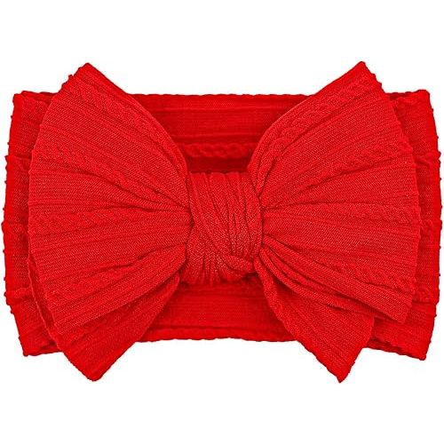 LemonSpace Handmade Baby Girls Headbands with Bows for Newborn Kids Red