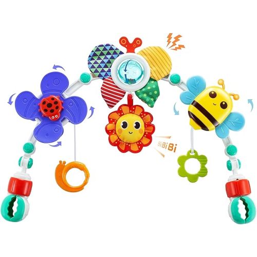 Adjustable Arch Bassinet Toys for Infant & Toddlers, Stroller Arch, Baby Crib Toys with Fascinating Hanging for Stimulating Baby’s Senses and Developing Motor Skills