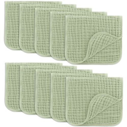 Muslin Burp Cloths Large 100% Cotton By Comfy Cubs (sky Blue, Pack Of 10)