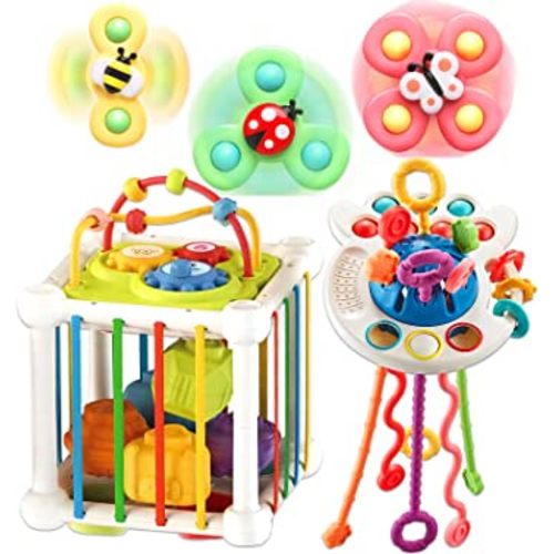 AZEN Baby Toys 6 to 12 Months, 3 in 1 Montessori Toys for Babies 6-12 Months, Sensory Toys for Toddlers 1-3, Infant Teething Shape Sorter Toys for Babies 0-6 Months