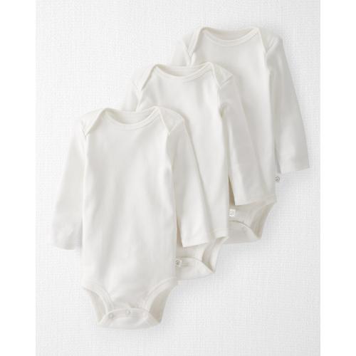 Baby 3-Pack Organic Cotton Bodysuits - Style,White