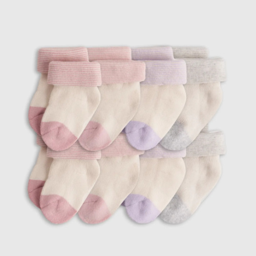 Organic Fold Over Socks 8-Pack - Baby Girl