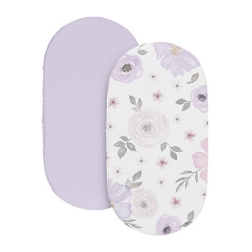 Sweet Jojo Designs Watercolor Floral Lavender and Grey 2 Pack Baby Bassinet Fitted Sheets by Sweet Jojo Designs | Wayfair