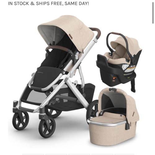 UPPAbaby Vista V3 Stroller + Bassinet + Aria or Mesa V2 Car Seat Travel System