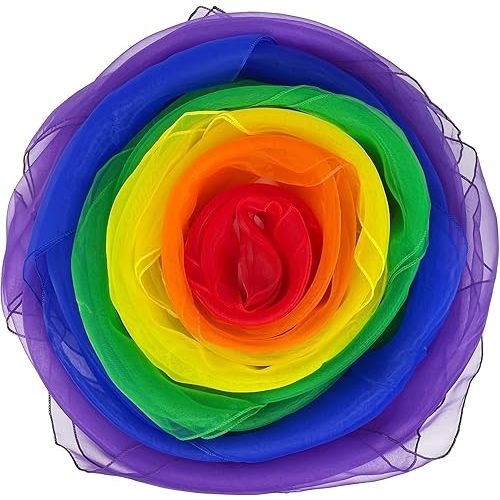 Dance Scarves for Kids 12 Pcs - Upgraded Play Scarves for Babies, Toddlers, Children - Movement Square Juggling Silk Music Dancing Scarf - Rhythm Band Pro (6 Colors, 24" x 24")