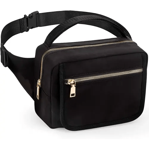 printe Small Diaper Bag with Portable Changing Pad, Crossbody Diaper Bag Pack with Wipes Pocket, Women Waist Bag for Travel, Stroller Diaper Bag, Black