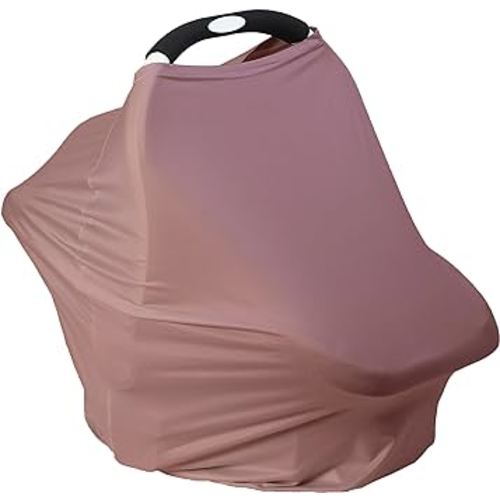 Breathable Car Seat Cover for Babies – Multi-Purpose Soft Rayon Nursing Cover for Breastfeeding, High Stretchy Infant Carseat Canopy, Stroller Cover (Blush)