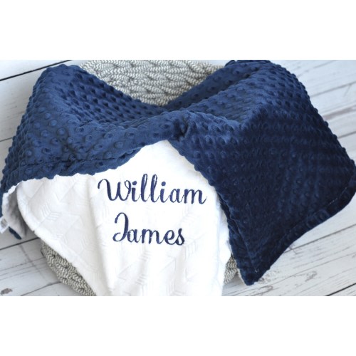 Personalized baby blanket navy white-Baby Shower gifts-Baby blanket with name-Newborn gift-Blanket for boys-Kids personalized blanket