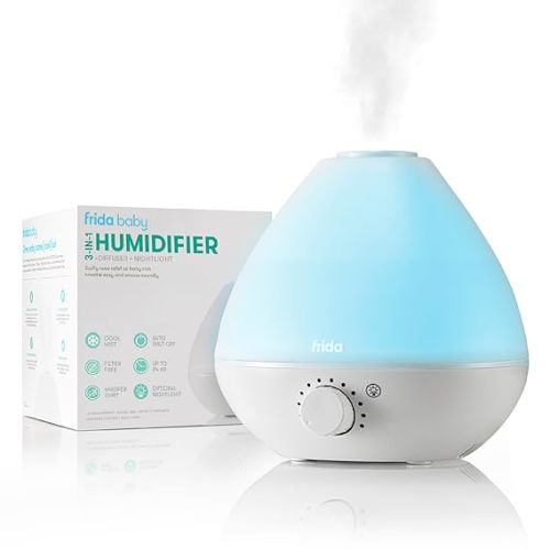 Frida Baby 3-in-1 Cool Mist Humidifier for Baby with Diffuser + Nightlight, Baby Humidifier