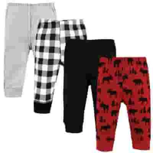 Hudson Baby Cotton Pants, Red Moose Bear, 3-6 Months
