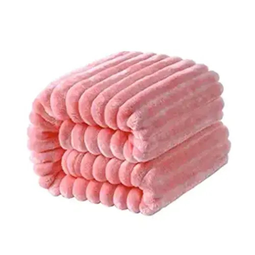 NTBAY Flannel Fuzzy Toddler Blanket, Fluffy Warm and Lightweight Reversible Stripes Design Baby Plush Blanket, 30x40 Inches, Pink