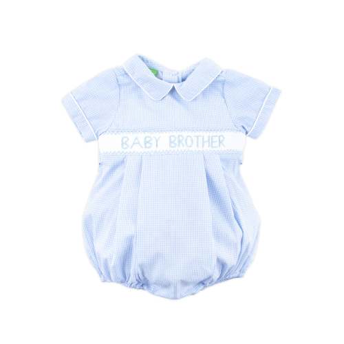 Baby Brother Smocked Light Blue Bubble
