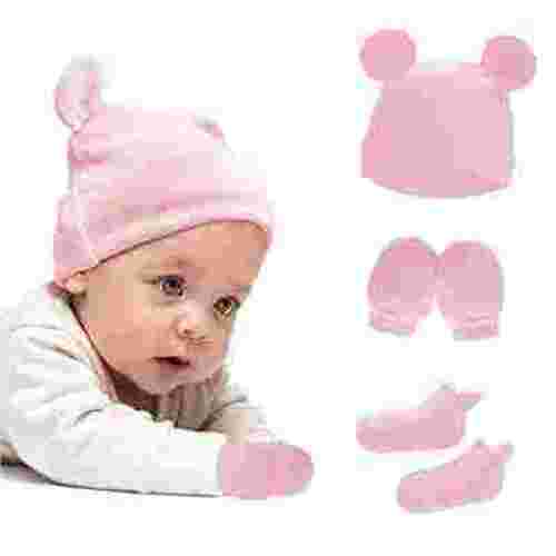Yabanana Newborn Fetal Hat Scratch Resistant Gloves Foot Cover Baby Hat Hand and Foot Cover Baby Hat for 0-6 Months, Pink
