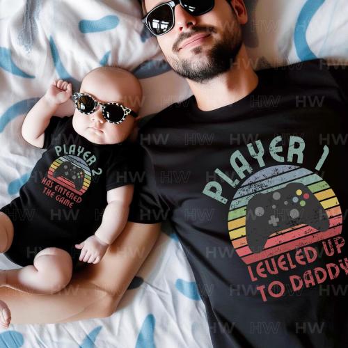 Matching Dad Baby Shirt, Player 1 Player 2 Matching Tee, Each Shirt is Sold Separately, Daddy and Son Shirt, matching father son shirts