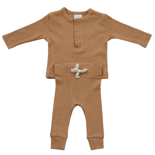 Mustard Organic Ribbed Snap Set