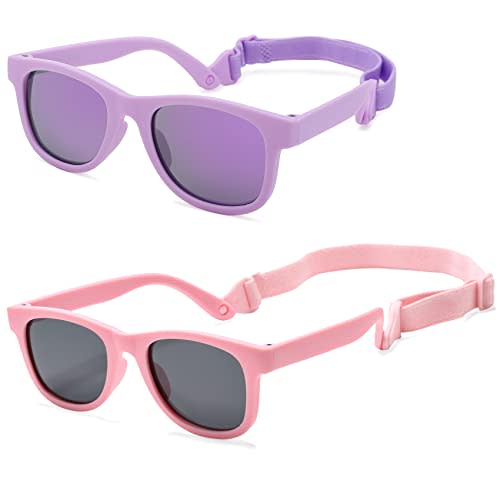 COASION Bendable Flexible Polarized Newborn Baby Sunglasses with Strap for Infant Boys Girls Age 0-12 Months CA8042