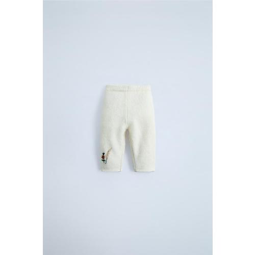 EMBROIDERED FLORAL KNIT LEGGINGS - Ecru | ZARA Australia