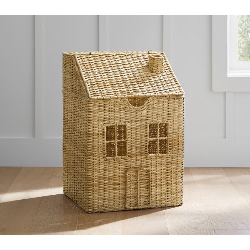 Woven Rattan House-Shaped Hamper | Pottery Barn Kids