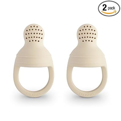 mushie Silicone Baby Fresh Fruit & Food Feeder Pacifier | 6 Months+ (Shifting Sand)