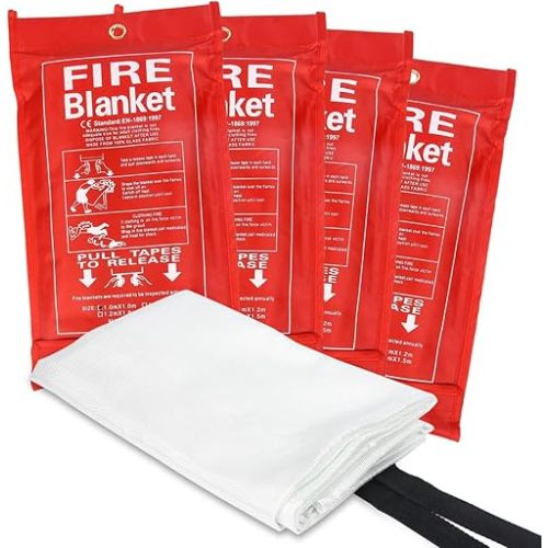 Fire Blankets Emergency for Home - 4 Pack 40"x40" Fire Blanket for Home and Kitchen, Fire Retardant Blankets, Fiberglass Fire Blanket, Fire Extinguisher for Home, Fireproof Blanket for Camping