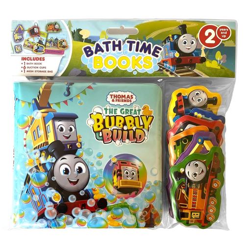 Thomas & Friends The Great Bubbly Build Bath Time Books - Activity Books for kids, Bath book, 6 Padded suction cups, 1 Mesh bag