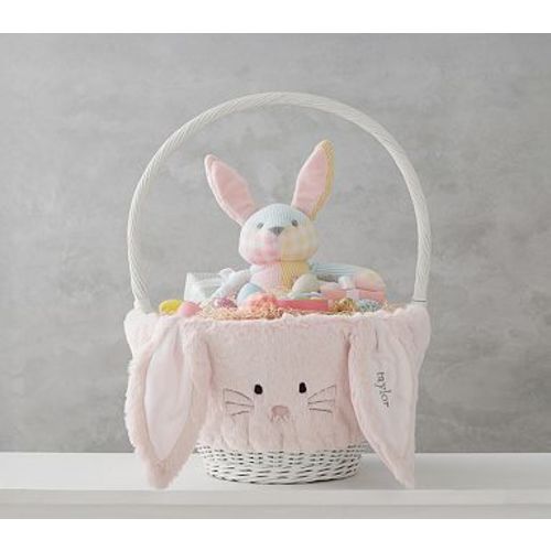 Pink Fur Long-Ear Bunny Large Easter Basket Liner