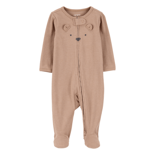 Baby Bear 2-Way Zip Ribbed Sleep & Play Pajamas - Brown - Carter's | 3 or 6M